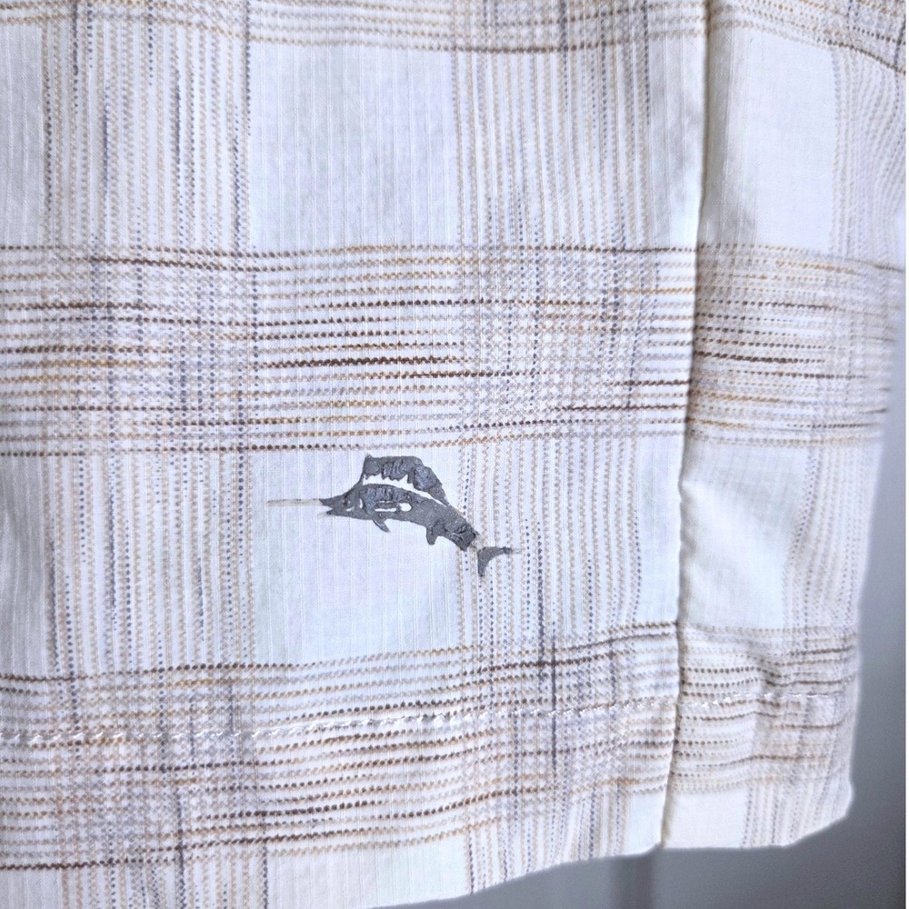 Tommy Bahama Tech & Caicos Plaid Shorts Trunks Beige 10" Size 38 Beach Vacation - Picture 6 of 6